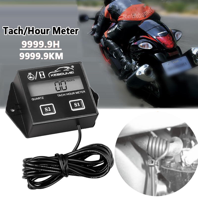 Động cơ kỹ thuật số chống nước Tach Hour Meter RPM Tachometer cho xe máy ATV Boat