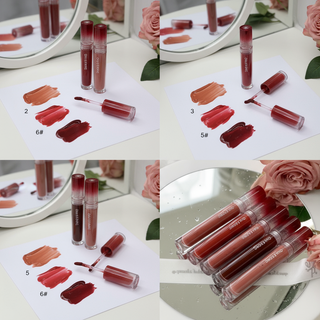   OULESONG son bóng gương nước trong suốt 6 sắc thái son dầu chống thấm nước son môi dạng lỏng không dấu vết lâu trôi. 