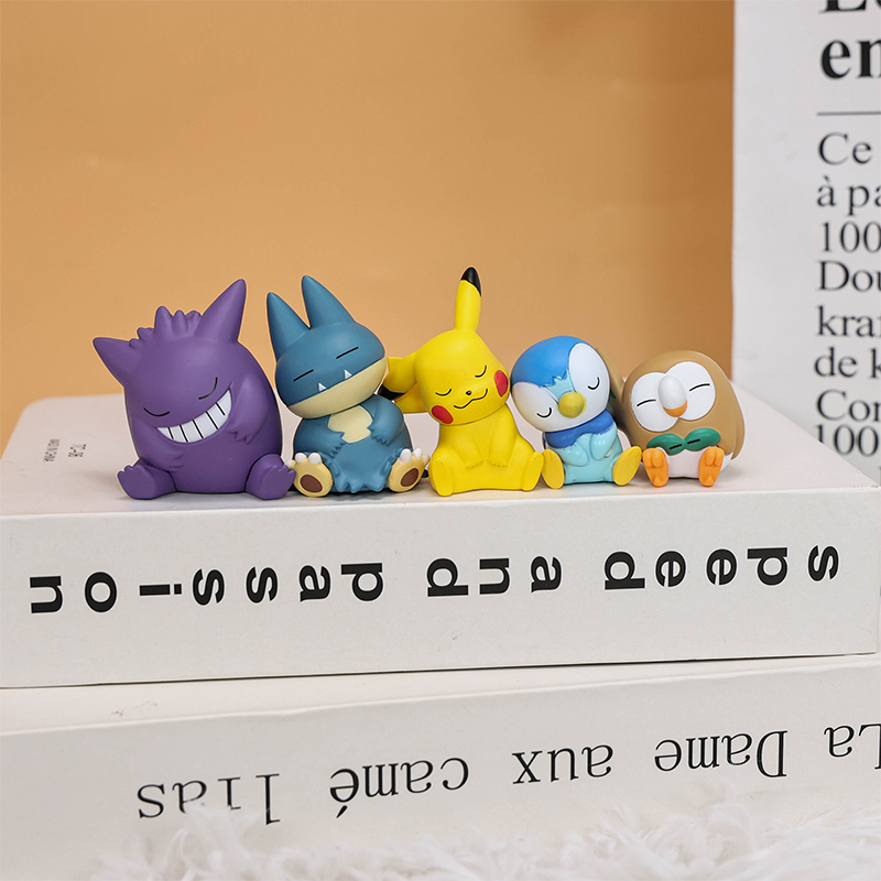 TAKARA TOMY Pokemon Vai Hình Ngủ Mini Nhân Vật Pikachu Gengar Munchlax Piplup Rowlet Hộp Mù Để Bàn T