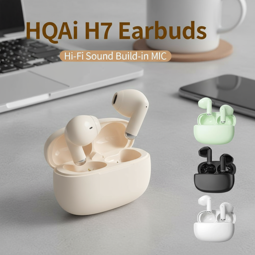 HQAi H7 Tai nghe không dây Bluetooth Âm thanh HIFI Chống ồn Điều khiển cảm ứng Có micro cho Chơi gam