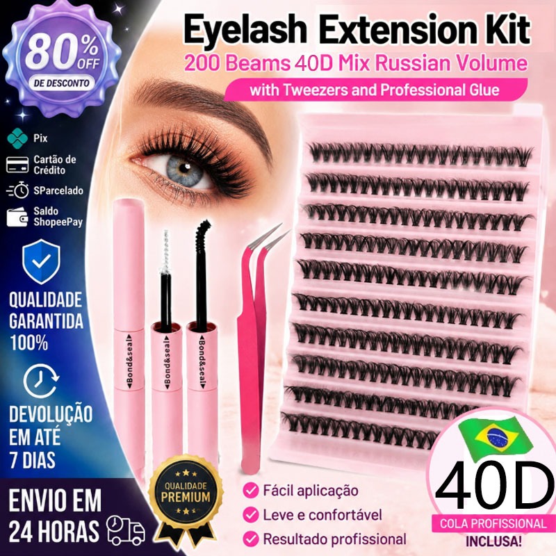 Cụm Mi Giả, 200 Cụm Lông Mi D Curl 8-16mm, Mi Giả Cá Nhân Cụm Dày Dặn Kèm Keo Và Nhíp