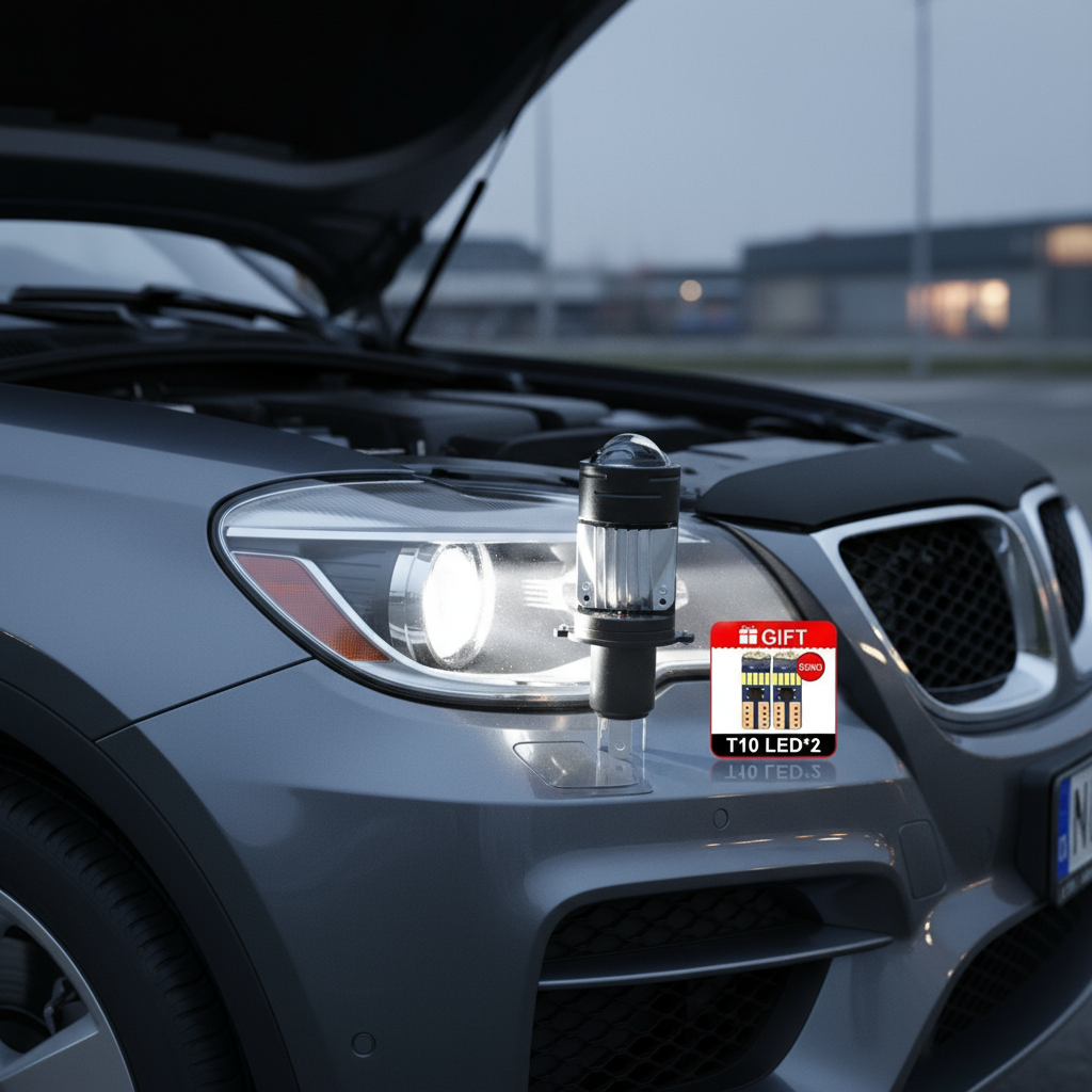 H4 Projector Headlight with Lens CANBUS 580000LM 300W Plug&Play Dual Projector Mini 6000K High Low B