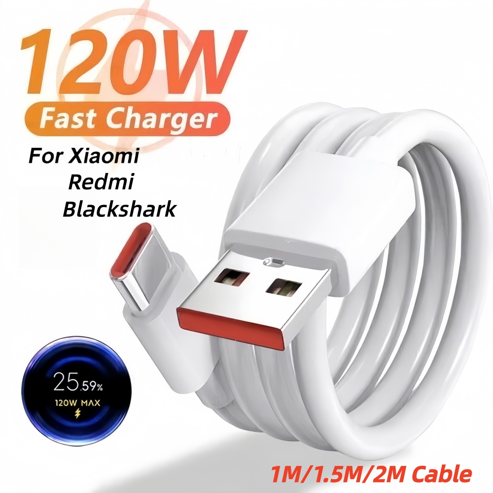 Cáp sạc siêu nhanh USB C 120W 6A Turbo cho Xiaomi 15 14 13 12 11 Redmi Note 67W
