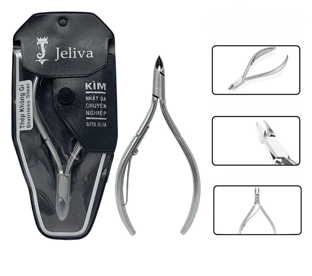 One Set JELIVA Super Cuticle Nipper, Kìm hình nửa mặt trăng bằng thép không gỉ chất lượng cao để chă