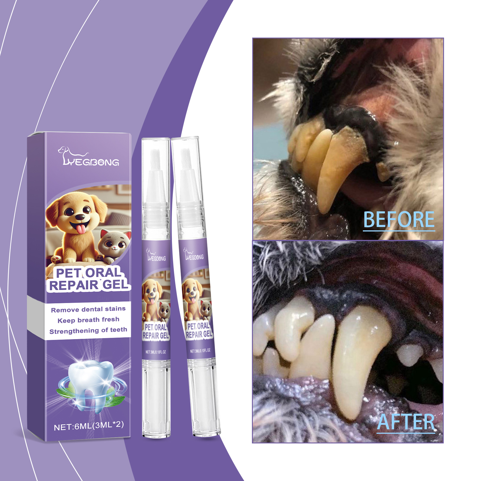 Gel sửa chữa răng miệng Petcare cho chó Cats Tartar Remover 2 chiếc