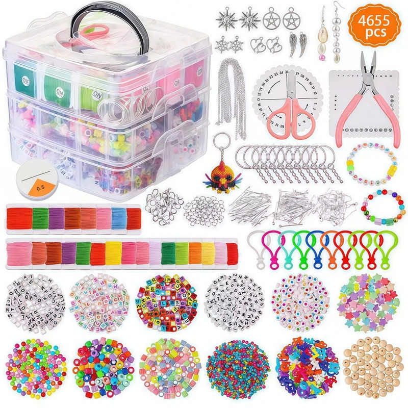 Vòng tay chữ đính hạt DIY 4655 chiếc hộp quà 3 tầng, tặng sinh nhật, cưới, tựu trường & lễ Vòng tay 