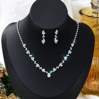 Lấp Lánh Pha Lê Thanh Lịch 3 Chiếc Bộ Cô Dâu Vòng Cổ Bông Tai Vòng Tay