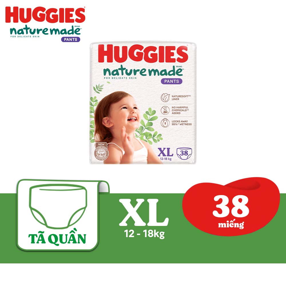 [Gift] Tã Quần Huggies Platinum Nature Made XL38