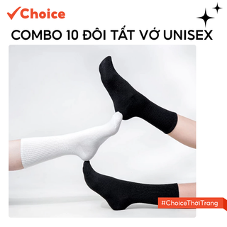 [New] [Choice] Combo 10 Đôi Tất Vớ Nam Nữ Cổ Cao Trơn UP9 Cotton Êm Ái, Dày Dặn, Thoáng Khí