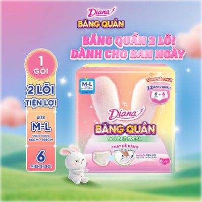 [MỚI] Băng Quần 2 lõi Diana Double Fresh size M-L/L-XL 6 miếng/gói