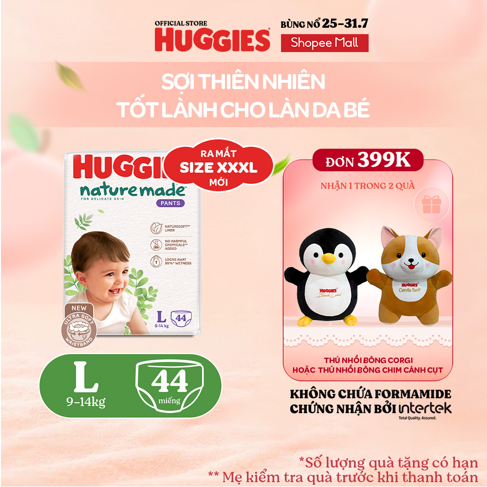 Tã Quần Huggies Platinum Nature Made M58/L44/XL38/XXL26/XXXL28