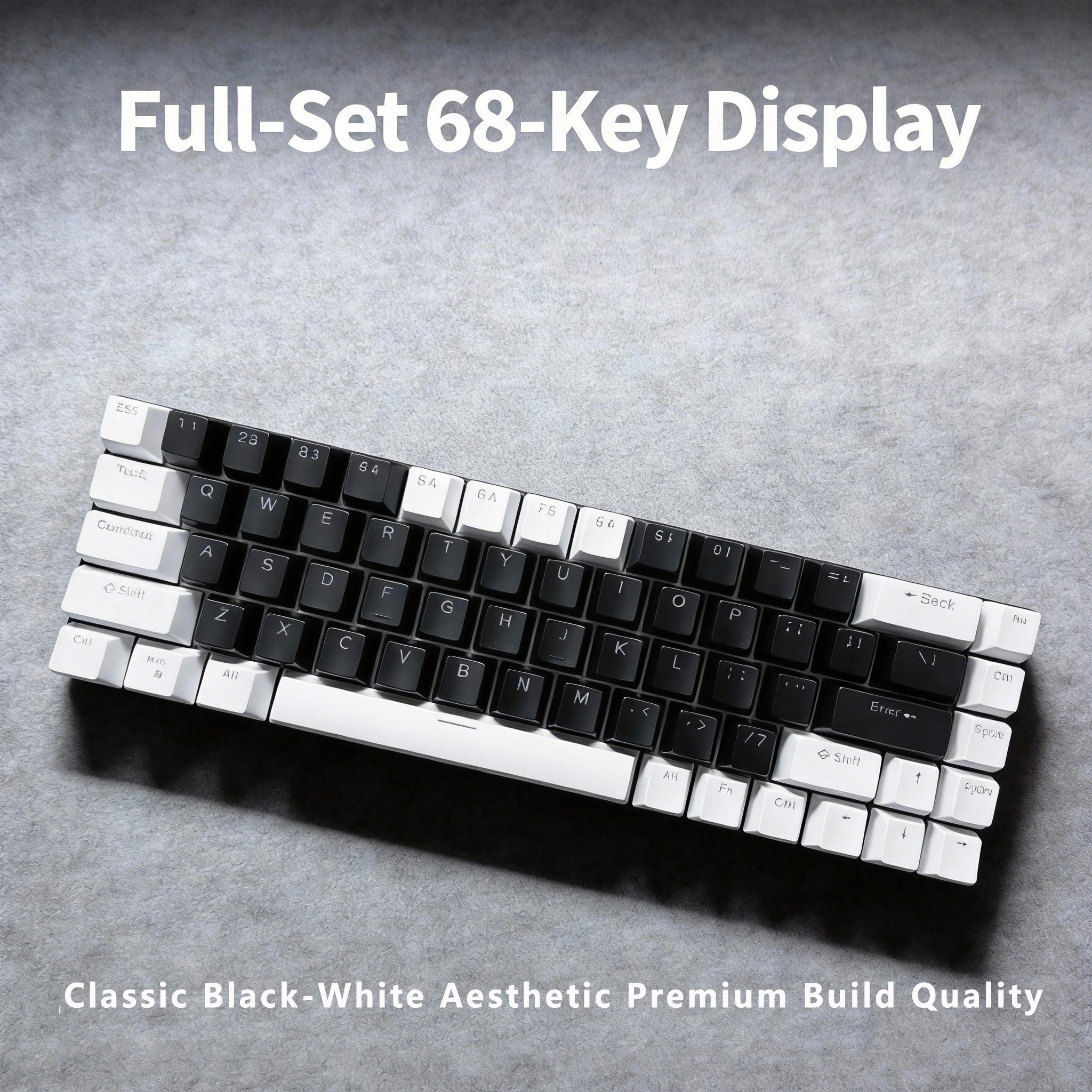 Keycap 68 Phím Đen Trắng ABS Keycaps OEM Profile MX Cross 60% Bàn Phím Cơ Nắp Chìa Khóa