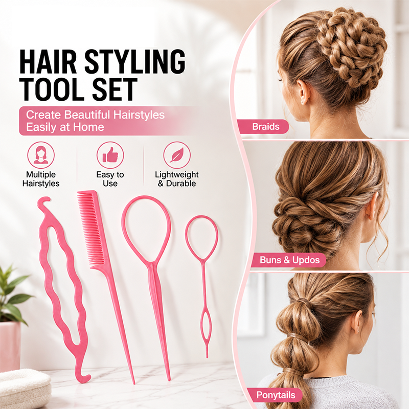 Bộ 16 Dụng Cụ Tạo Kiểu Tóc, Bộ Dụng Cụ Làm Tóc Búi Phong Cách Pháp, Dụng Cụ Tạo Vòng Tóc