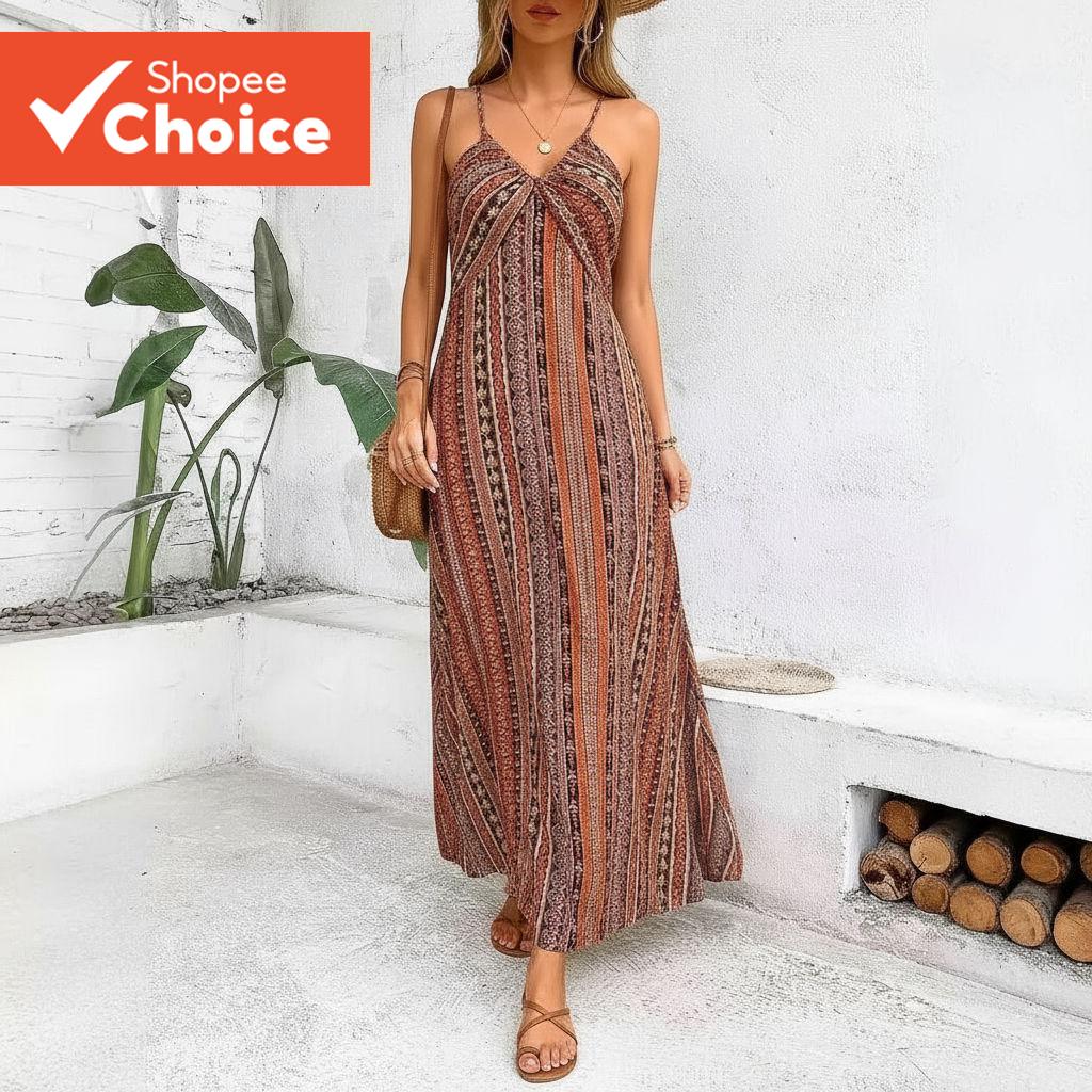 Đầm Boho Nữ Criss Cross Split Front Dress LNL73018