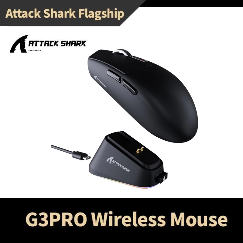 Chuột Gaming Không Dây 3 Chế Độ Attack Shark G3 Pro Ultra Nhẹ, Cảm Biến PAW3311, 25000 DPI, 2.4G/Blu