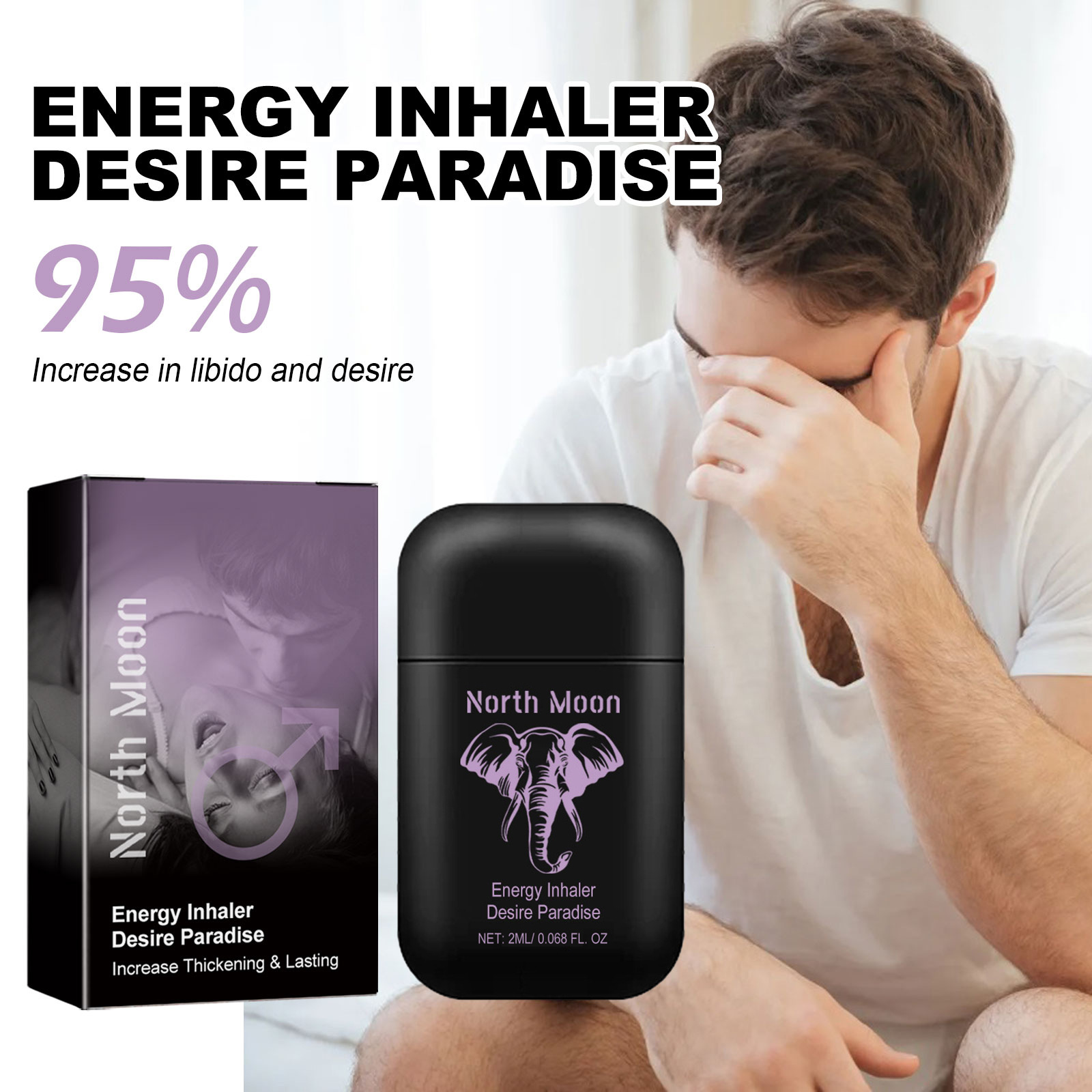 Ống hít năng lượng cho nam - Thư giãn & Cân bằng cảm xúc, Ống hít mũi tăng cường tâm trạng tự nhiên,