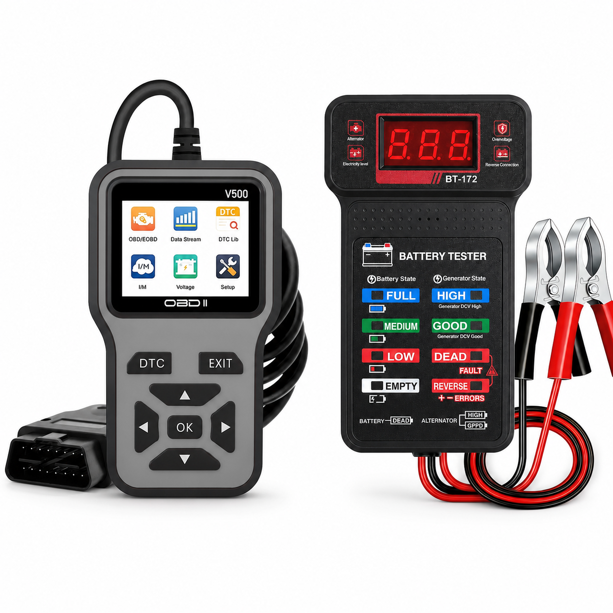 Máy quét Obd2 Bộ kiểm tra pin ô tô 2 chiếc Obd2 Code Reader Máy phân tích pin ô tô