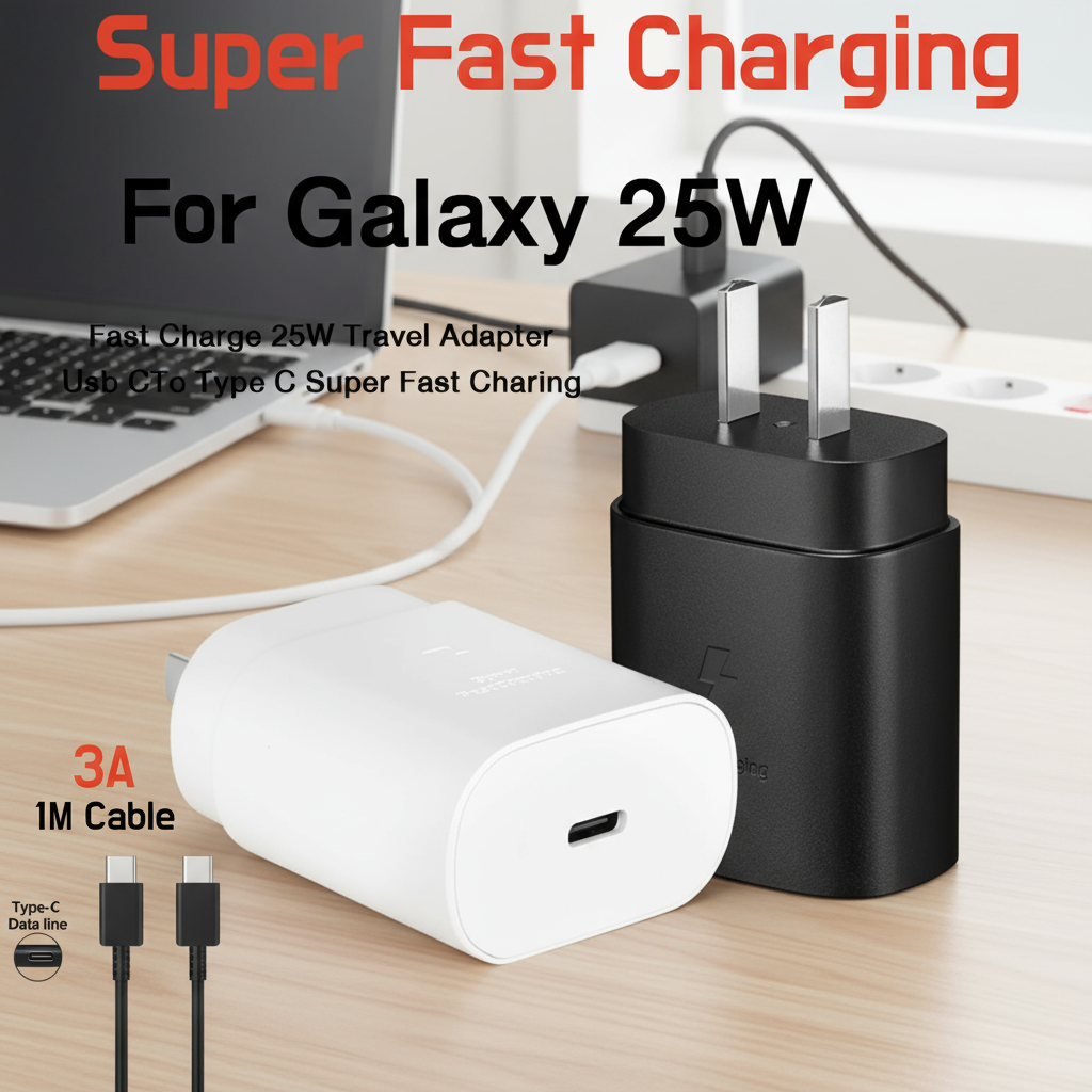 Samsung Galaxy S24 S23 S22 Ultra Z Bộ combo cáp & sạc Type-C 25W cho sạc nhanh