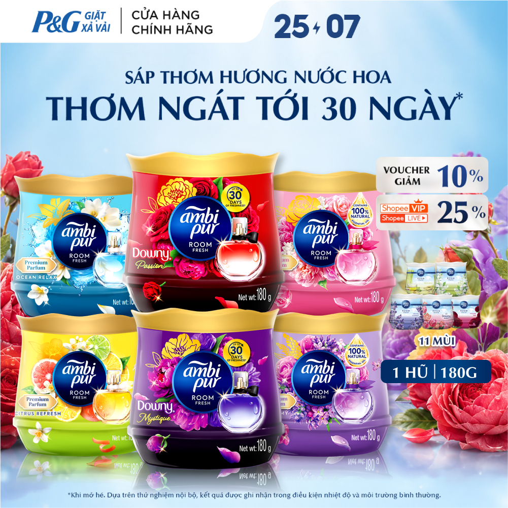[MỚI 2026] Sáp Thơm AMBI PUR Hương Thơm Thư Giãn 180G - Sáp Thơm Phòng Ngủ, Nhà Vệ Sinh, Phòng Khách