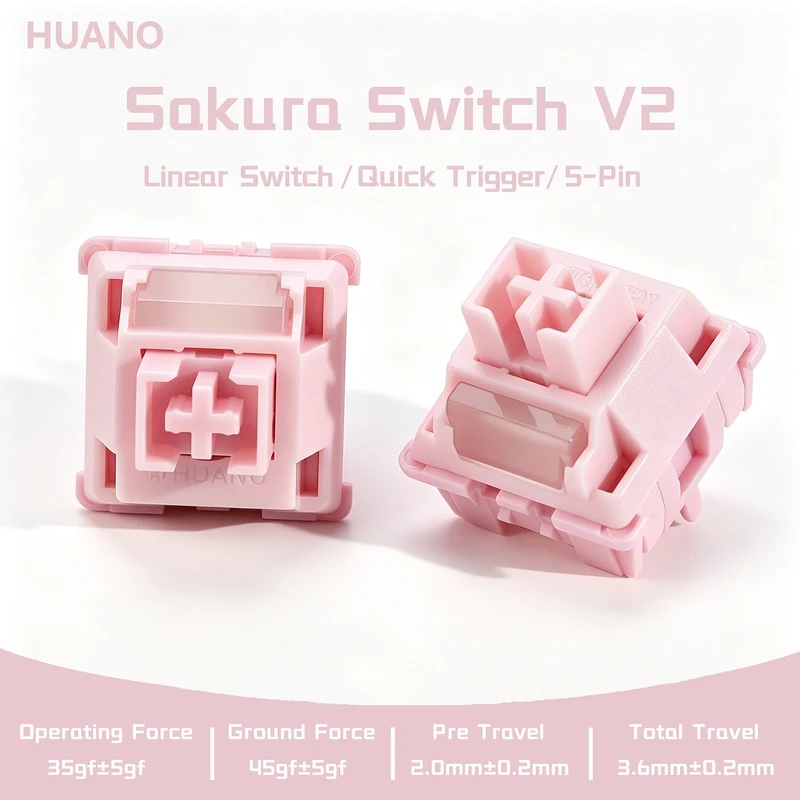 Công tắc Sakura V2 Pink 35gf 42gf 5 chân Linear Creamy cho bàn phím cơ custom DIY 60% gaming POK POM