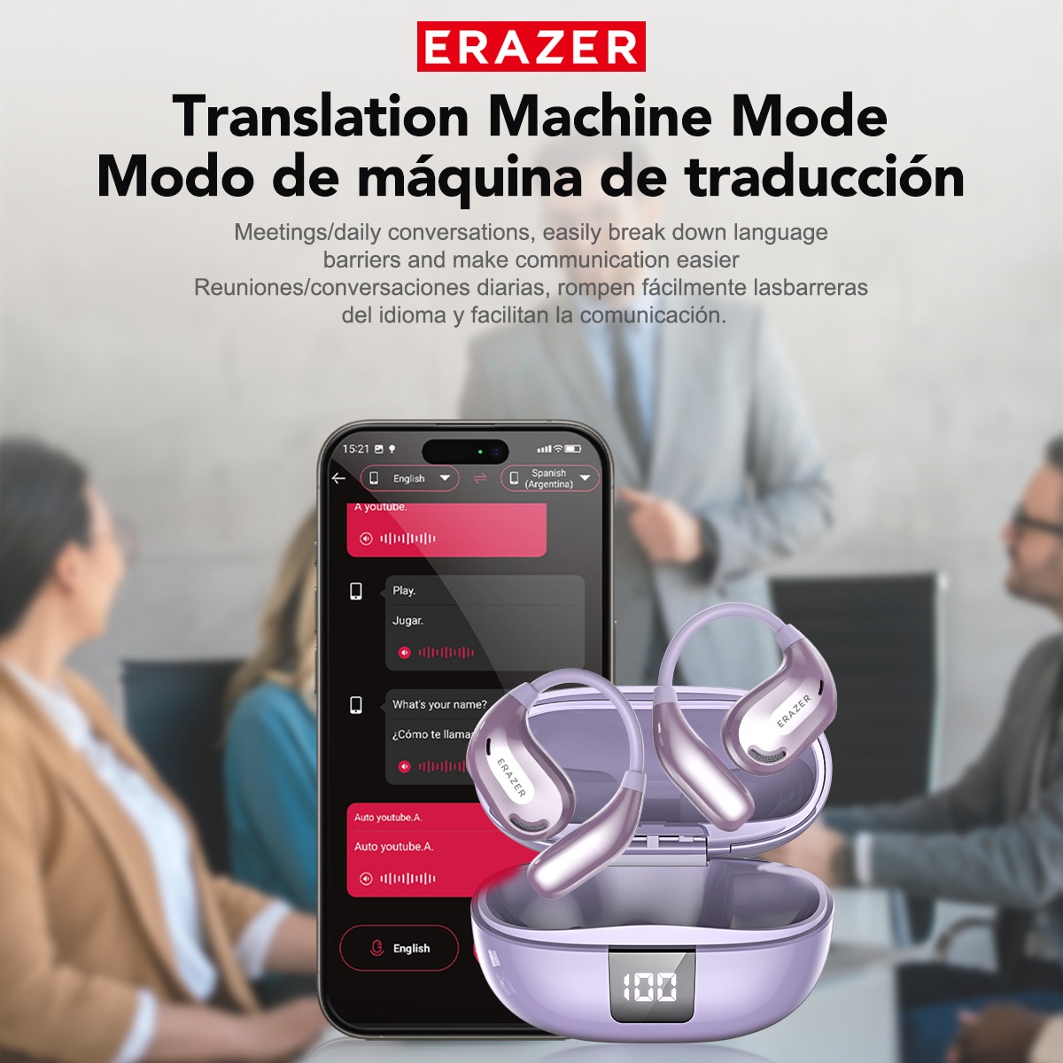 Tai nghe không dây Erazer XT66 PRO, tai nghe AI thông minh, tai nghe Bluetooth khử ồn, âm bass HiFi, chống nước | BigBuy360 - bigbuy360.vn