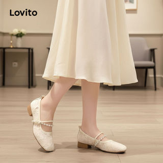 Lovito Thanh Lịch Trơn Thoáng Khí Lưới Pháp Mềm Mại Với Váy Mary Jane Giày Ngày Trang Phục Ballet Flat Cho Nữ LFA73229\2