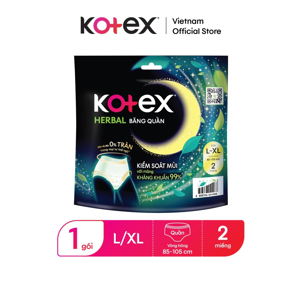 [Gift] Băng vệ sinh quần Kotex Herbal L/XL 2 miếng/gói