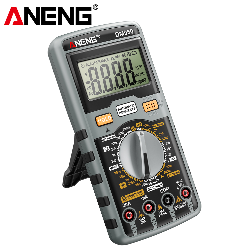 Đồng hồ vạn năng số thông minh ANENG DM950 Đo AC/DC Điện áp/Dòng điện HFE Transistor 1999 số Chuyên 