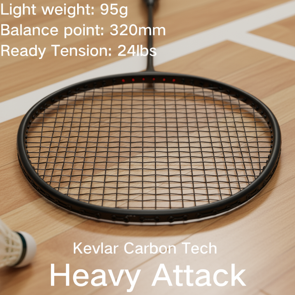 Vợt cầu lông đơn sợi carbon 24Lbs bền cho người lớn, học sinh, thanh thiếu niên luyện tập