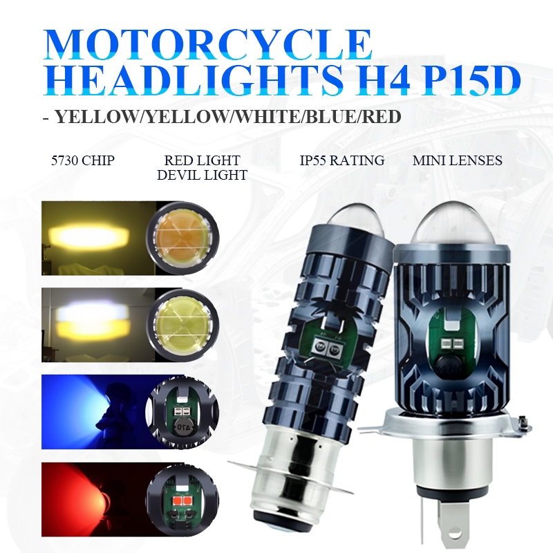 JFG RACING 30W Đèn Pha Xe Máy Bóng Đèn LED Hai Màu Cao Thấp Chùm Đa Năng 12V