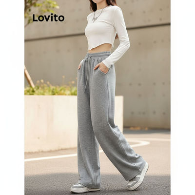 Lovito Phong cách thường ngày Quần dây rút trơn thông thường dành cho nữ LNA36090\2\2