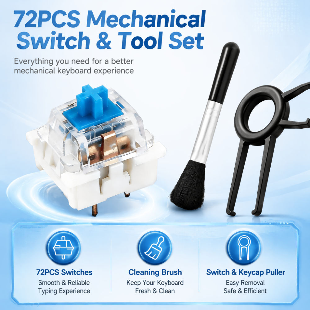 Công tắc bàn phím cơ 72 cái màu xanh ITLY 3Pin MX Switch Công tắc Clicky xúc giác màu xanh có dụng c