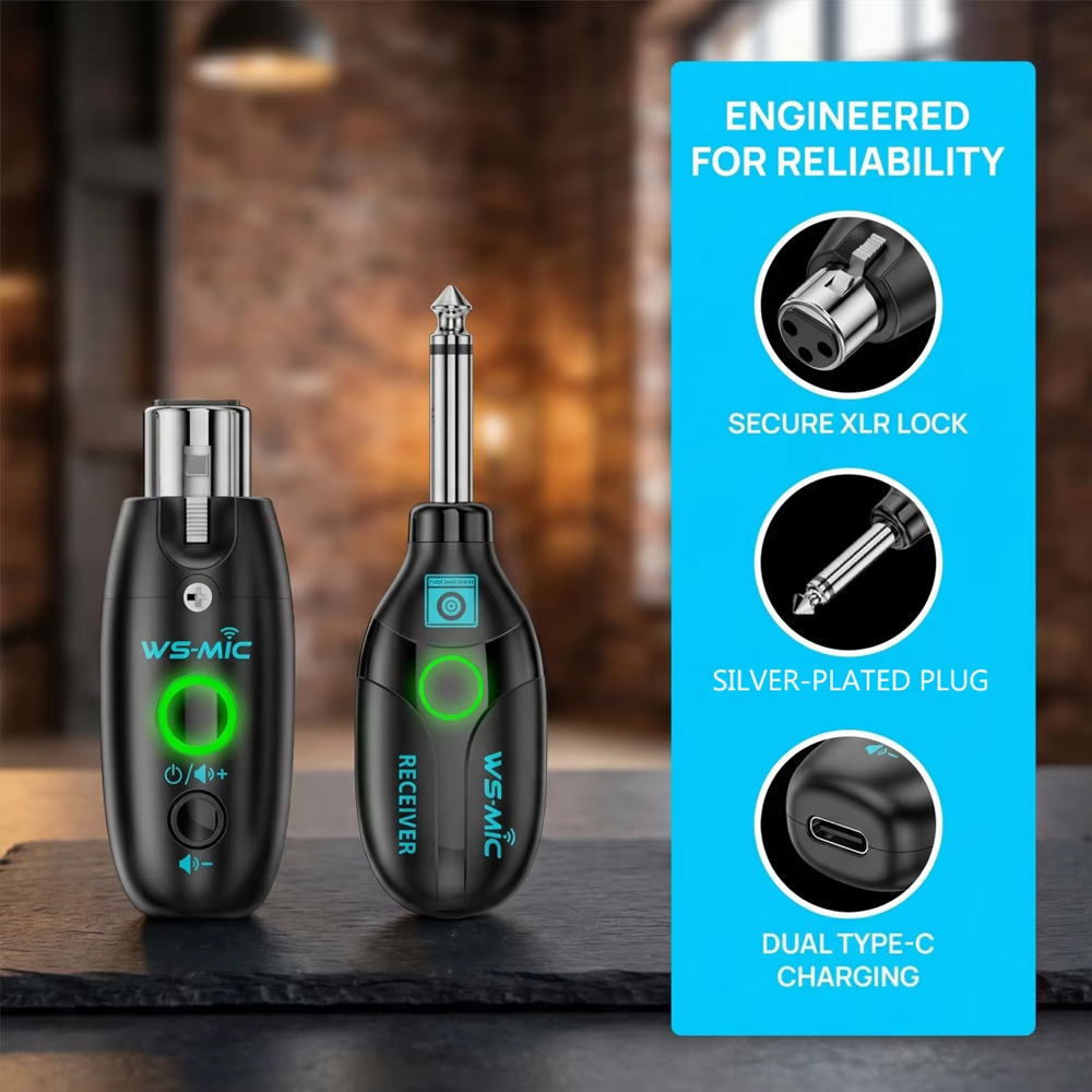 Bộ thu phát micro WS-MIC Phiên bản kép 1TX 1RX 2TX 1RX Âm lượng độc lập 30M Tín hiệu ổn định Giai đo