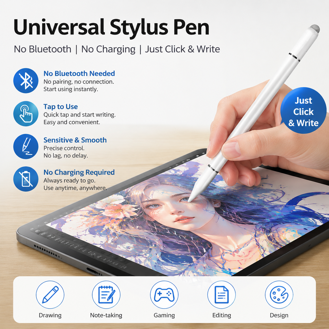 Bút cảm ứng từ tính 3 trong 1 cho iPad, Android, điện thoại, máy tính bảng Huawei Lenovo
