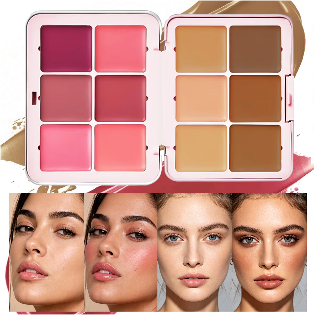 CARLA SECRET Bảng Phấn Đa Năng 6 Màu Queen Of Hearts (Che Khuyết Điểm, Tạo Khối, Má Hồng)