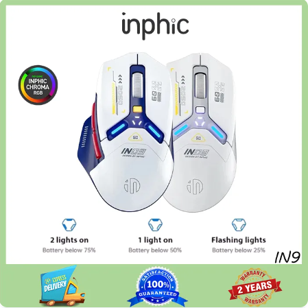 Chuột chơi game không dây Inphic In9 có thể sạc lại Rgb Ergonomic với Jiggler