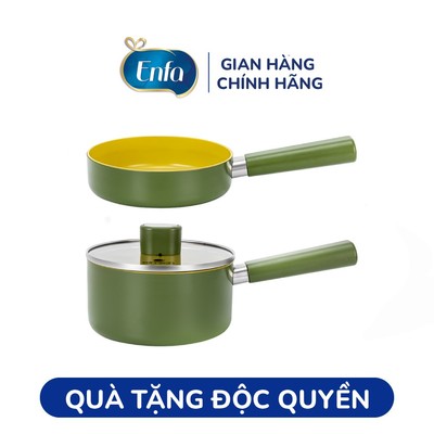 [Quà tặng không bán] Bộ nồi chảo chống dính Ceramic Elmich Olive Baby full induction EL5234OV size 16cm