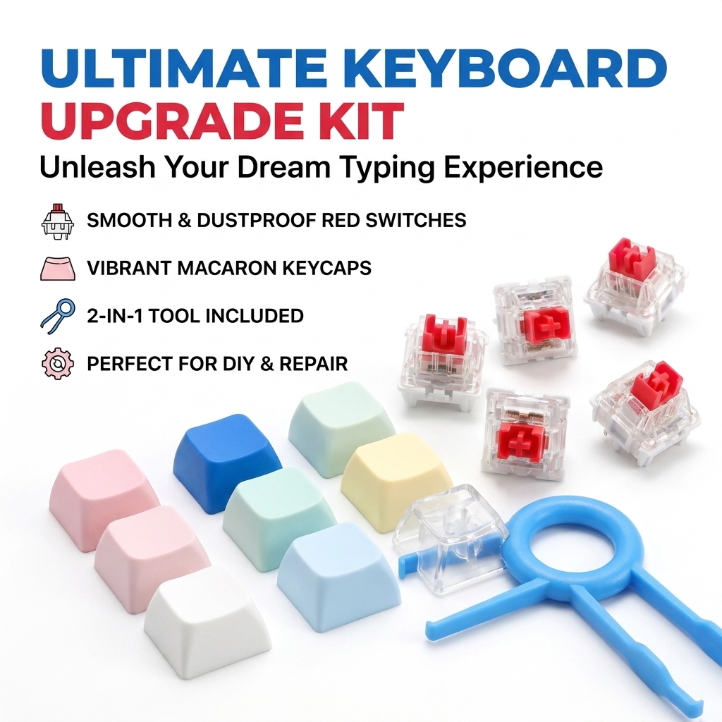 iTLY Công tắc tuyến tính đỏ 3 chân chống bụi đã bôi trơn sẵn 50/72/100 chiếc + 10 keycap macaron phố