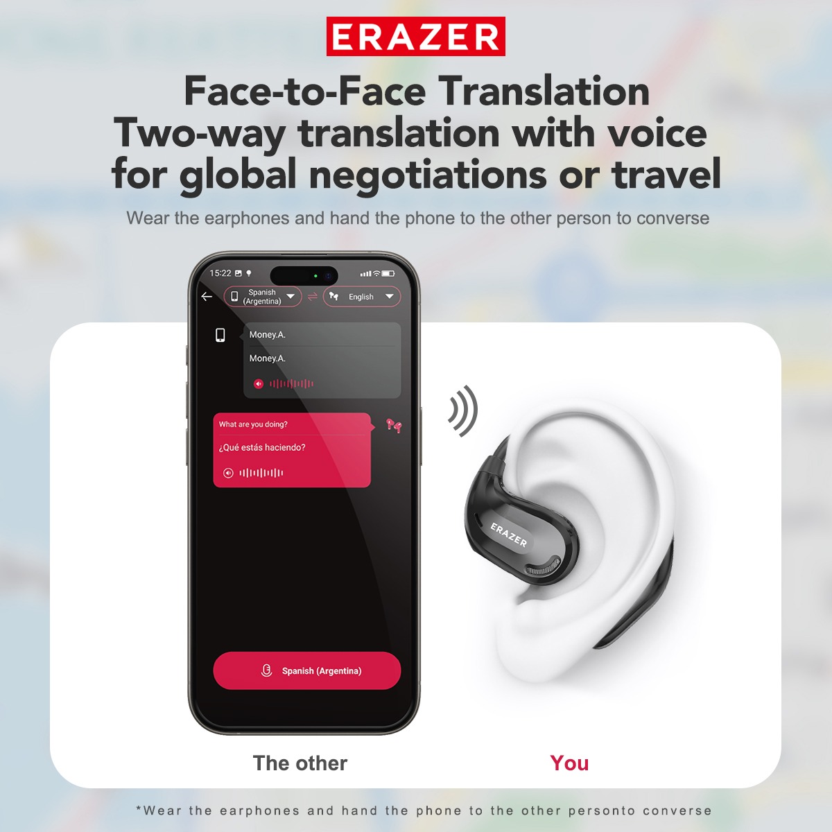Tai nghe không dây Erazer XT66 PRO, tai nghe AI thông minh, tai nghe Bluetooth khử ồn, âm bass HiFi, chống nước | BigBuy360 - bigbuy360.vn