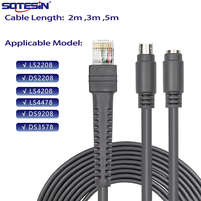 Cáp bàn phím sotesin CBA-K01-S10PAR KB2, đầu đọc mã vạch, kết nối cho Symbol Zebra Motorola LS2208/D