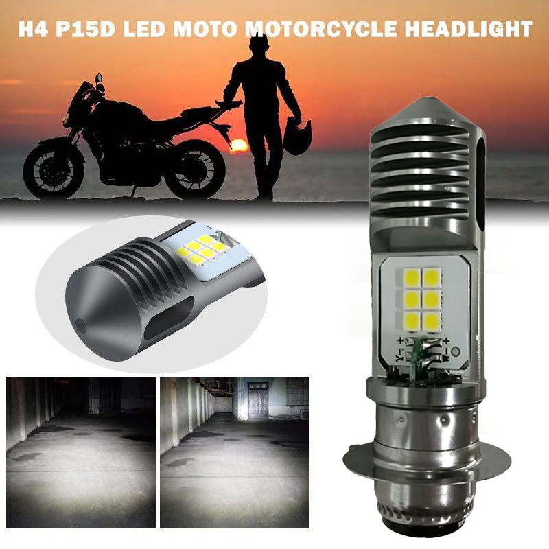 Bóng đèn pha LED T19 H4 BA20D Led xe máy H6 P15D H6W Bóng đèn pha Canbus Hi Low Beam 2V 6000K Đèn sư