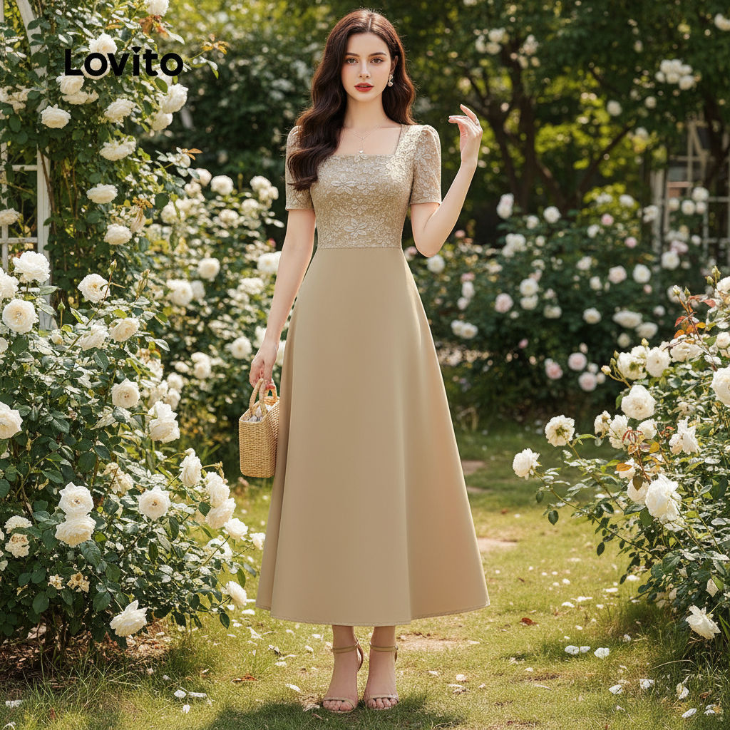 Lovito thanh lịch Đầm Kaki 2 Trong 1 Thời Trang Xuân/Hè Cho Nữ L150AD933 - Lovito