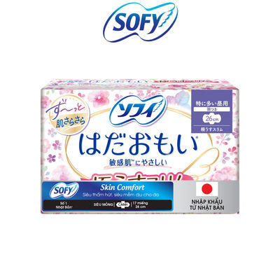 Băng vệ sinh Sofy Skin Comfort siêu êm thoáng mỏng cánh 17 miếng 26cm