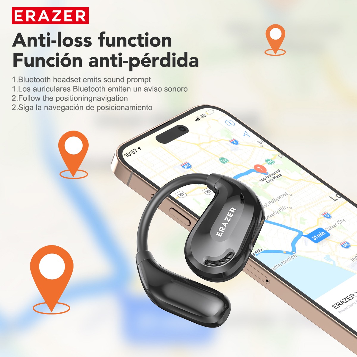 Tai nghe không dây Erazer XT66 PRO, tai nghe AI thông minh, tai nghe Bluetooth khử ồn, âm bass HiFi, chống nước | BigBuy360 - bigbuy360.vn