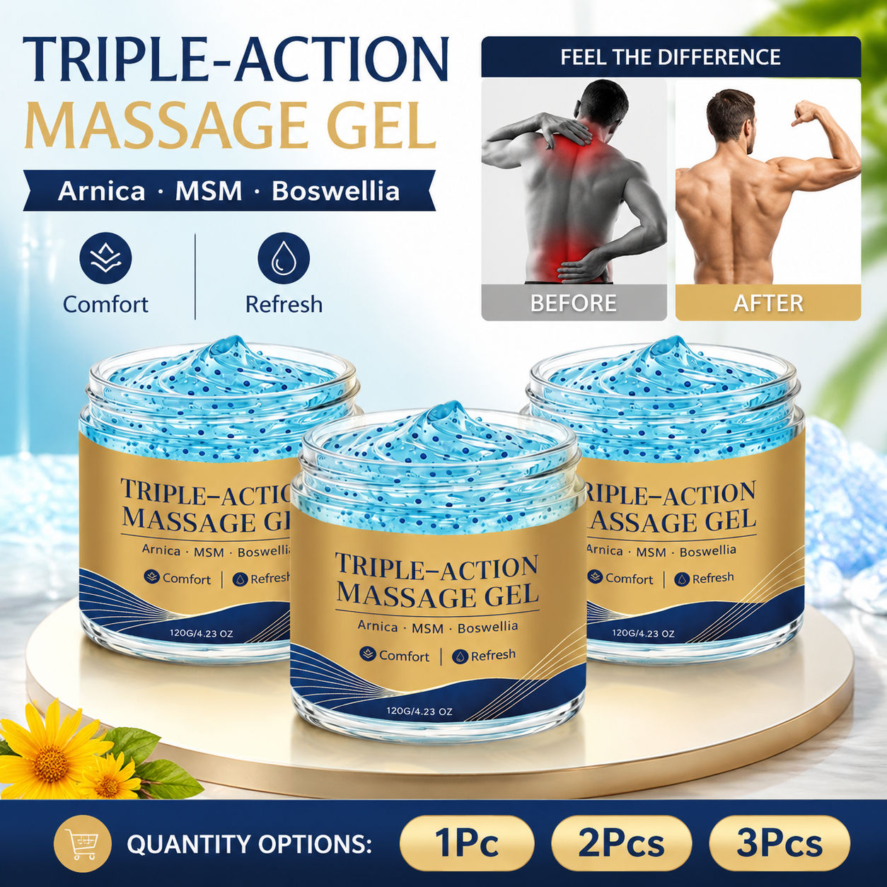 Gel Massage Khớp 3 Tác Động 120g Arnica nhũ hương, chăm sóc cổ vai lưng