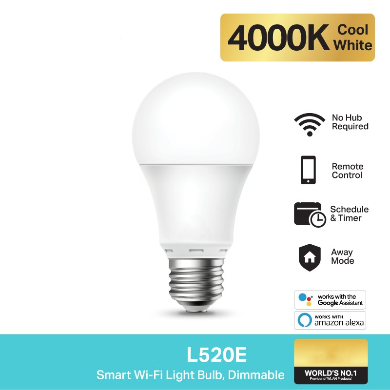 Bóng đèn Wi-Fi thông minh L520E, Điều khiển ứng dụng giọng nói 4000K 806lm, Đèn chế độ đi hẹn giờ lị