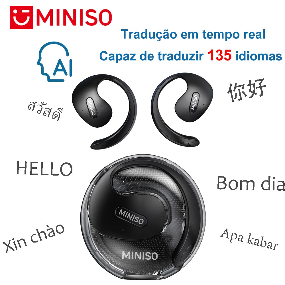 Tai nghe Miniso X15 Pro Tai nghe AI Dịch thuật thông minh Bộ dịch không dây Bluetooth OWS Mở tai khử