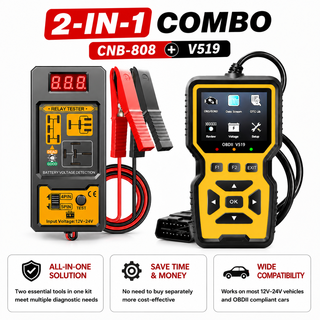El50448 Tpms Reset Tool Obd2 Scanner V519 Cảm biến áp suất lốp ô tô Relearn Code Reader Kit