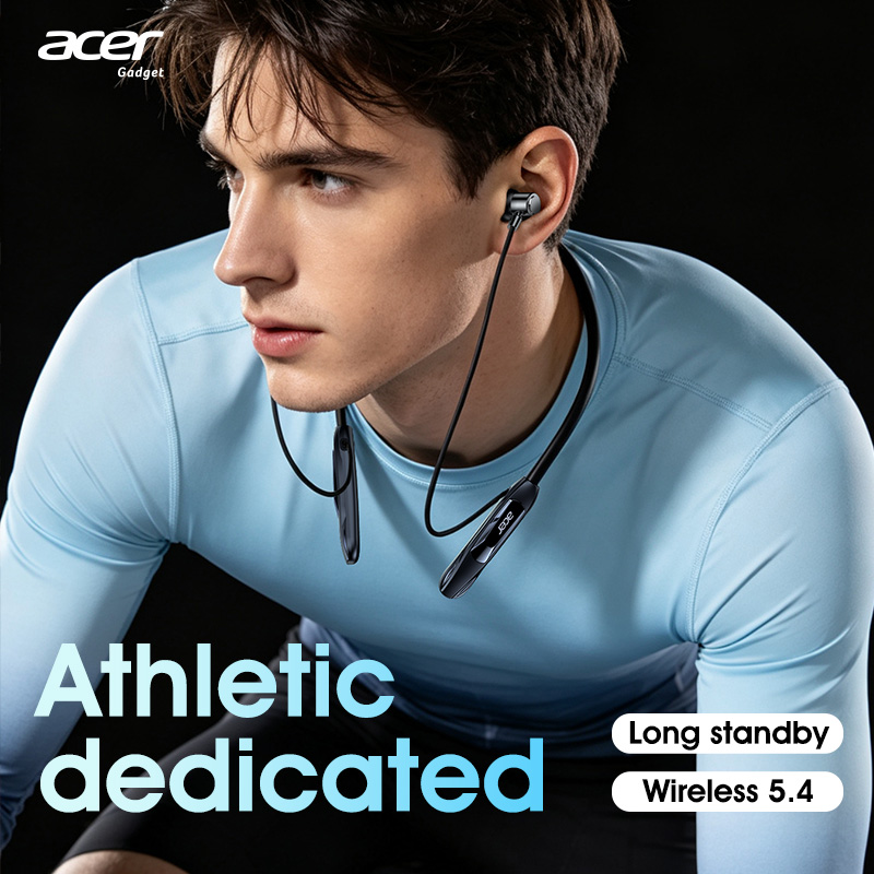 Tai nghe choàng cổ Acer OHR810 – màng loa lớn, âm thanh vòm CD, Bluetooth 5.4, thời gian chờ 22h, Ty