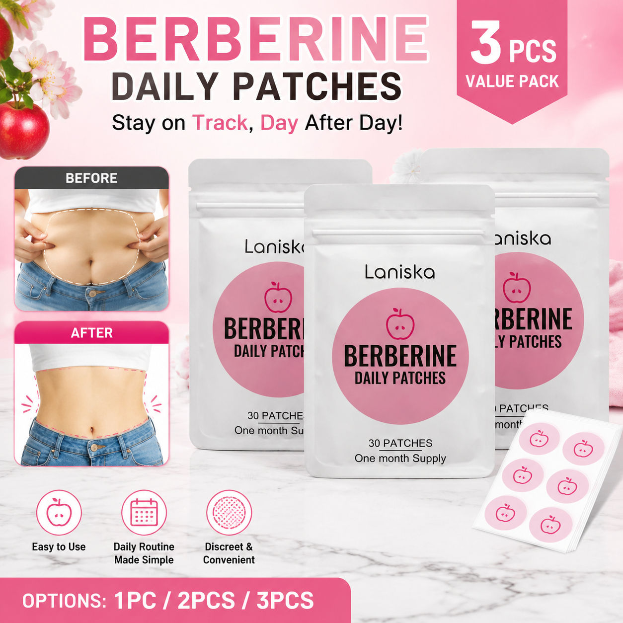 Miếng dán Berberin làm dịu da 30 miếng – Chăm sóc nhẹ nhàng, dưỡng ẩm Allantoin, giảm khó chịu nhẹ n